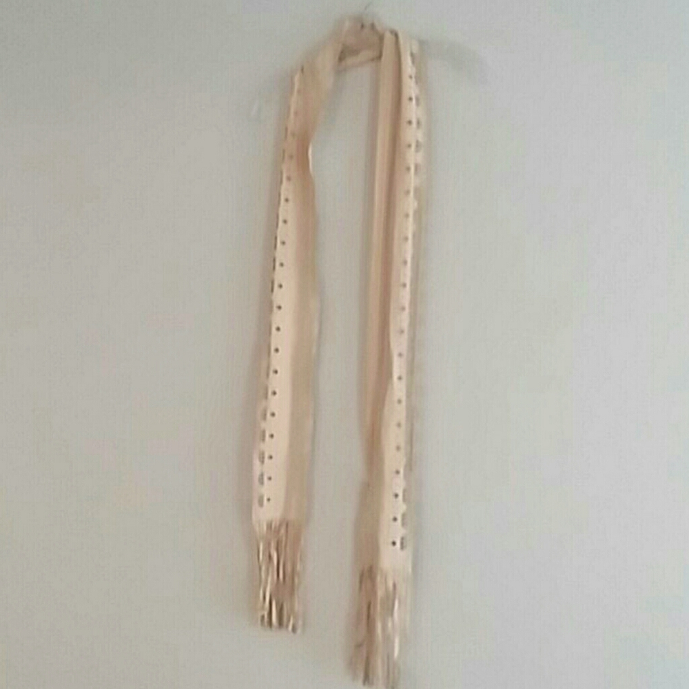 Steve Madden scarf laser cut faux suede fringe Ivory nwt